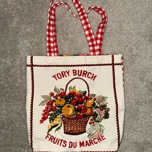 Tory Burch Floral and Checkered Tote